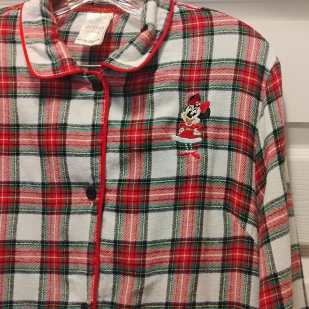 Disney Minnie Mouse Red Plaid Flannel Sleep Shirt Size S - Picture 2 of 6